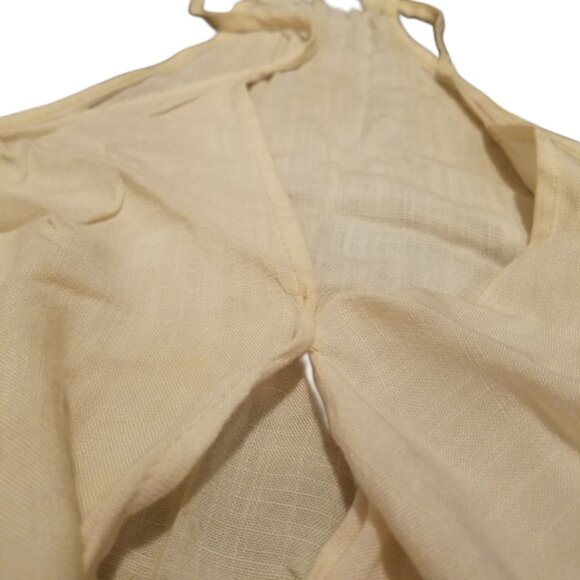 Dainty Hooligan Cream Racerback V-neck Tank Top. Billowing Hem High Low - Picture 9 of 9